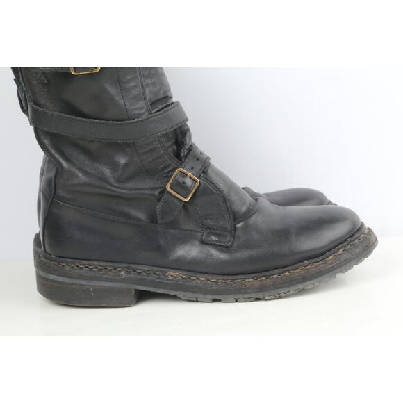 BURBERRY Woman's Boots Black Leather Blanchard Ankle Straps Moto Biker Size 36 - Picture 6 of 16
